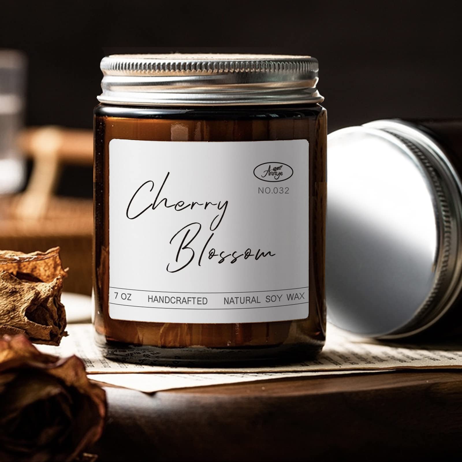 Cherry Blossom Strong Scented Candles, Organic Soy Candle for Home Scented, Hand-Poured Aromatherapy Candles, Gifts for WomenMen